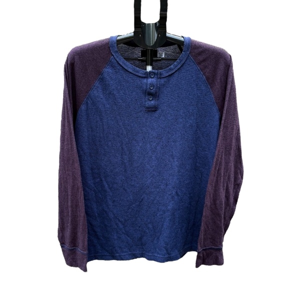 BDG Mens Long Sleeve TwoToned Henley Shirt With Buttons Size XL - Picture 2 of 5